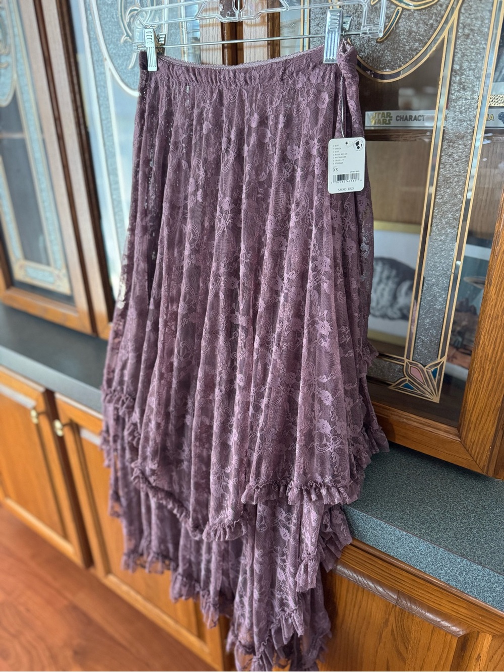 Free People Dusty Mauve Lace High-Low Tiered Skirt - Picture 1 of 3